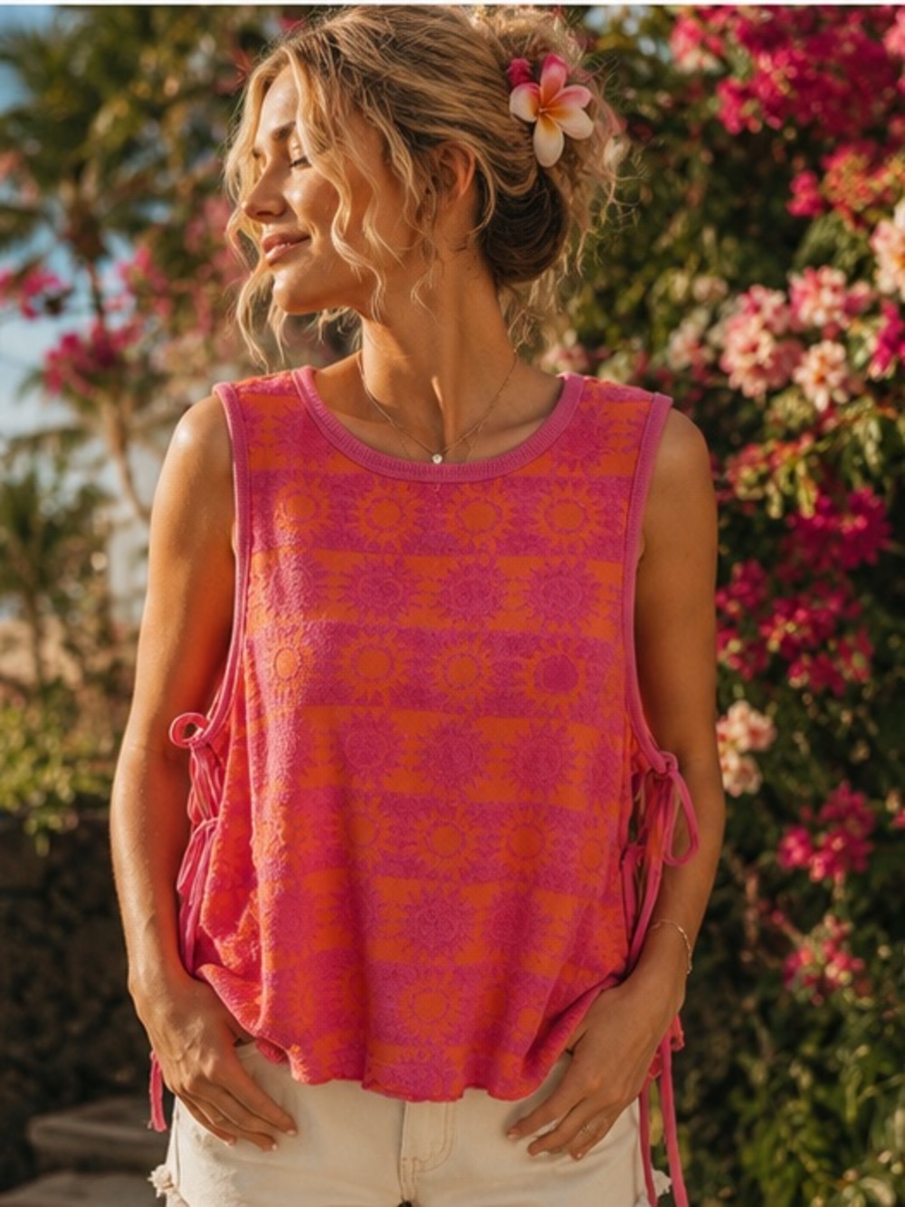 Free People Pink Towel Terry Top